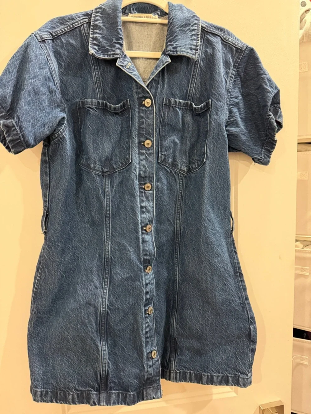 Abercrombie Denim Button-Front Short Sleeve Shirt Dress - Blue - Picture 3 of 3